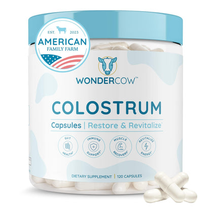 WONDERCOW Colostrum Capsules Supplement for Gut Health, Immune Support & Wellness | Natural IgG Pure Whole Bovine - dailyvitalstore