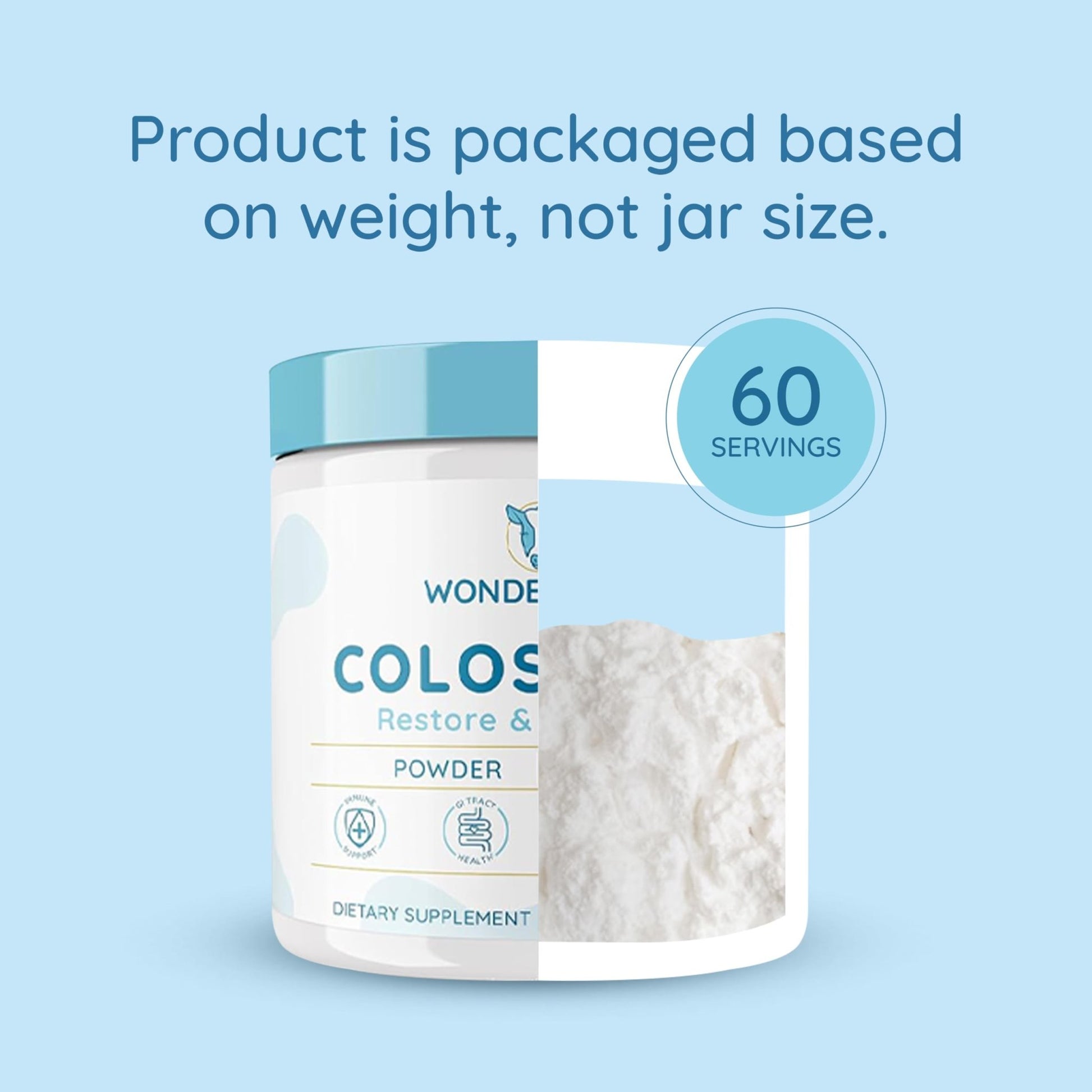 WONDERCOW Colostrum Supplement Powder for Gut Health, Immune Support & Wellness | Natural IgG Pure Whole Bovine Colostrum Superfood - dailyvitalstore