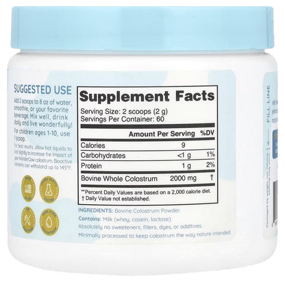 WONDERCOW Colostrum Supplement Powder for Gut Health, Immune Support & Wellness | Natural IgG Pure Whole Bovine Colostrum Superfood - dailyvitalstore