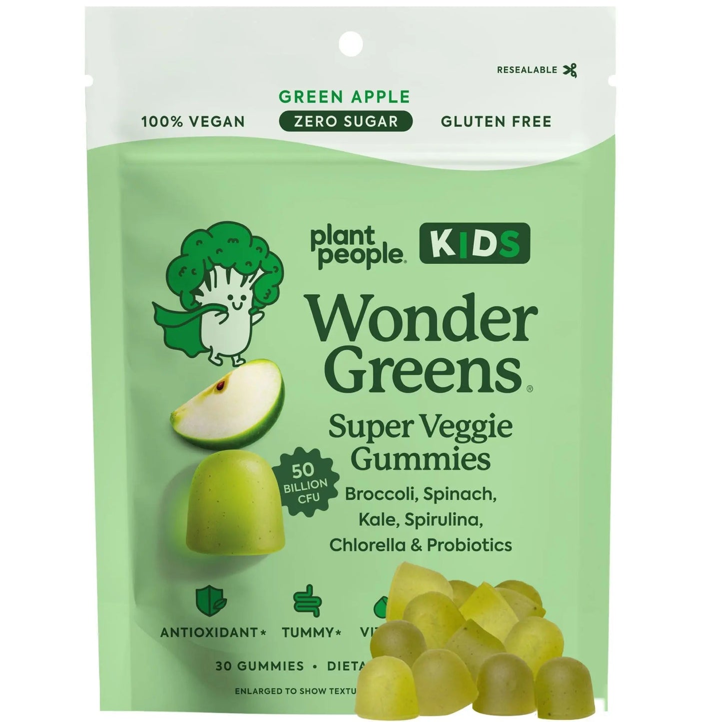 WonderGreens Kids Super Veggie Gummies – Sugar-Free, Allergen-Free Multivitamin for Picky Eaters with Probiotics – Tummy & Immune Support - dailyvitalstore