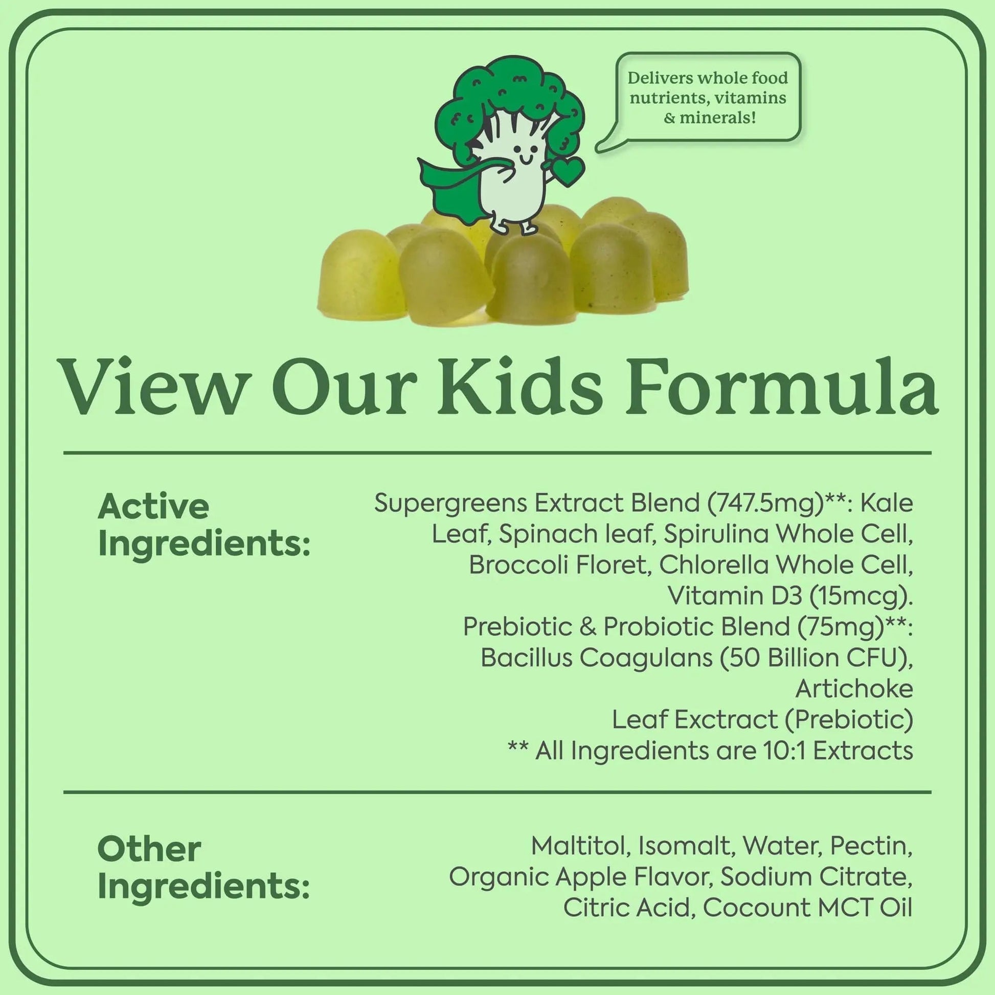 WonderGreens Kids Super Veggie Gummies – Sugar-Free, Allergen-Free Multivitamin for Picky Eaters with Probiotics – Tummy & Immune Support - dailyvitalstore