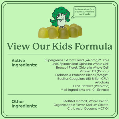 WonderGreens Kids Super Veggie Gummies – Sugar-Free, Allergen-Free Multivitamin for Picky Eaters with Probiotics – Tummy & Immune Support - dailyvitalstore