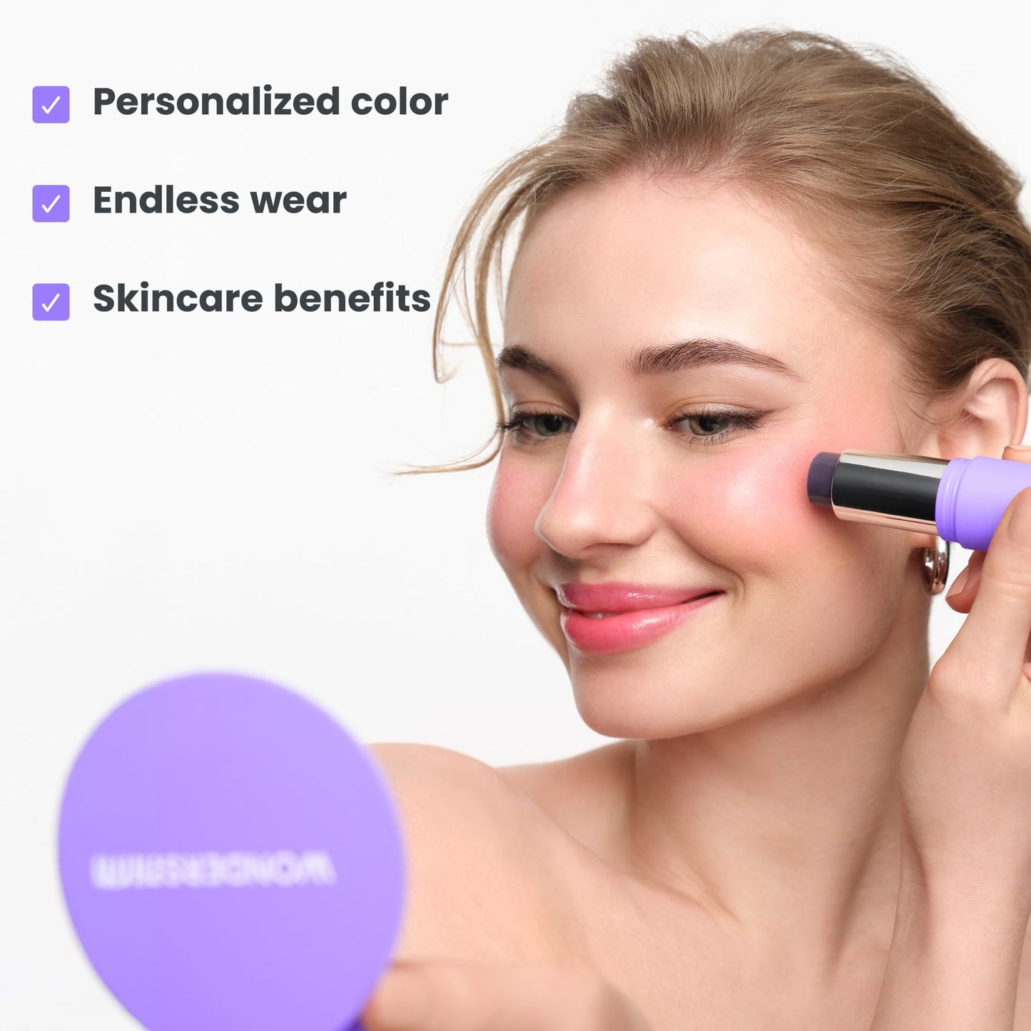 Wonderskin Cream Blush Stick pH-Activated - pHlush Stick Multi-Use, Blush for Cheeks and Lips, Cooling Nourishing Color-Adjusting Makeup - dailyvitalstore
