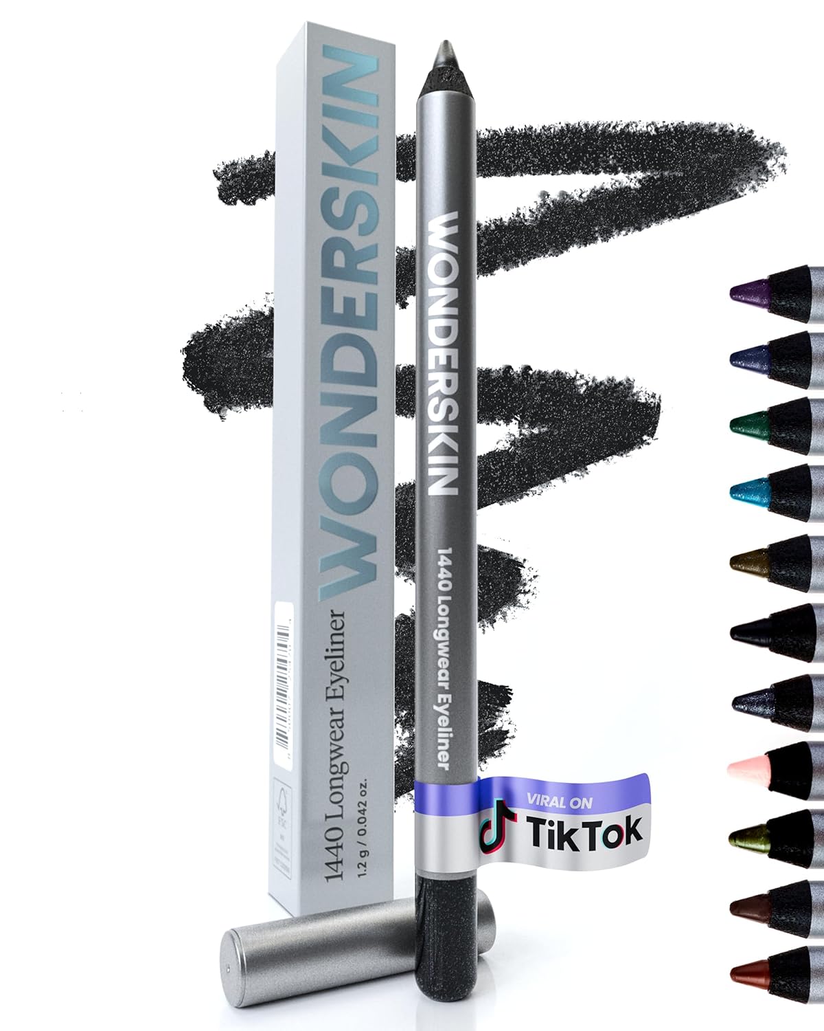 Wonderskin Eyeliner Pencil, 1440 Longwear Black Glitter Eyeliner Pencil - Waterproof, Sharpenable & Smudge Proof (Black Truffle) - dailyvitalstore