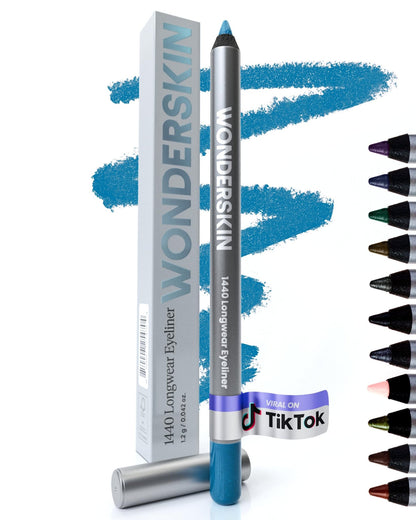 Wonderskin Eyeliner Pencil, 1440 Longwear Blue Eyeliner Pencil - Waterproof, Sharpenable & Smudge Proof (Aqua) - dailyvitalstore