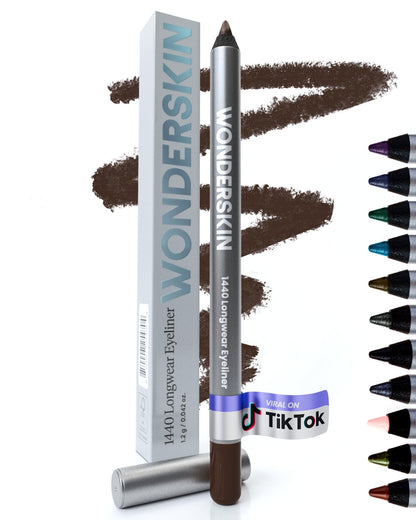 Wonderskin Eyeliner Pencil, 1440 Longwear Brown Eyeliner Pencil - Waterproof, Sharpenable & Smudge Proof (Kalamata) - dailyvitalstore