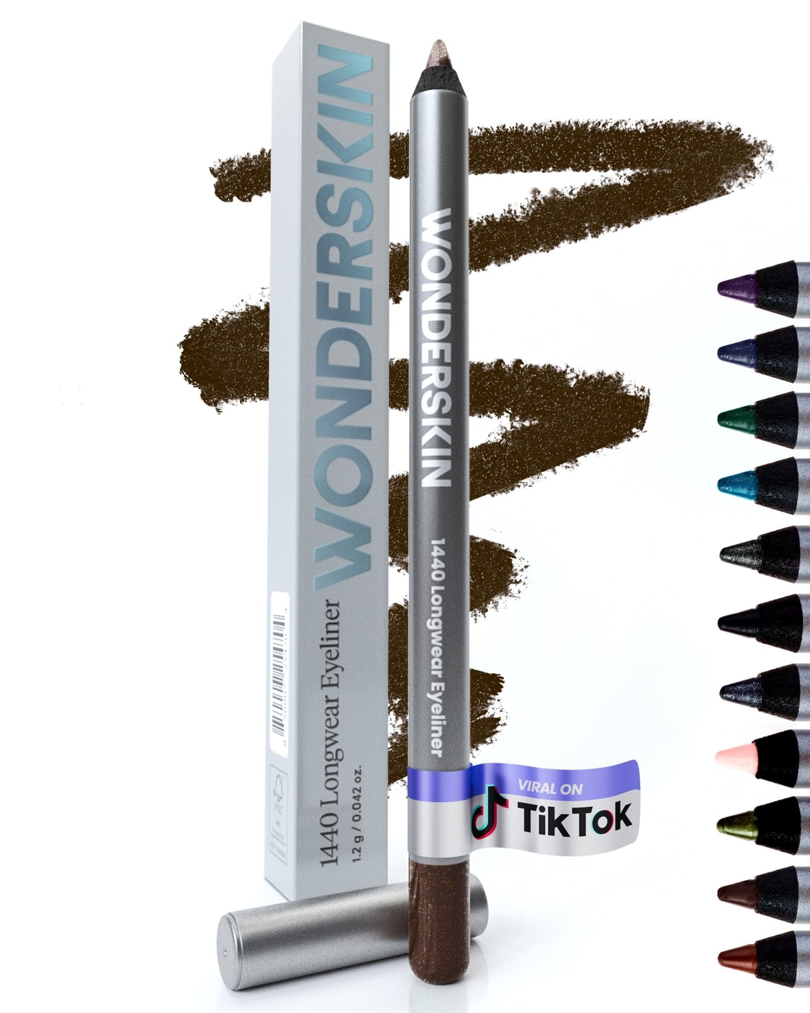 Wonderskin Eyeliner Pencil, 1440 Longwear Brown Glitter Eyeliner Pencil - Waterproof, Sharpenable & Smudge Proof (Gold Mocha) - dailyvitalstore