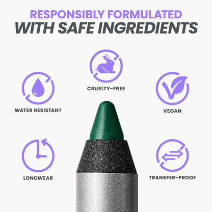 Wonderskin Eyeliner Pencil, 1440 Longwear Green Eyeliner Pencil - Waterproof, Sharpenable & Smudge Proof (Pine) - dailyvitalstore