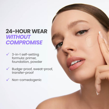 Wonderskin Hyper Bond All-Day Stay Serum Foundation – Waterproof, Transfer-Proof, 24HR Longwear Face Makeup with Niacinamide & Hyaluronic Acid – Lightweight, Natural Finish (Moonstone) - dailyvitalstore