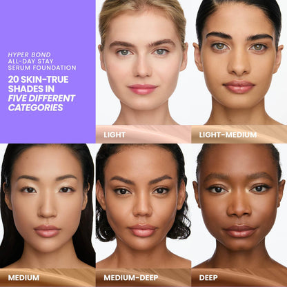 Wonderskin Hyper Bond All-Day Stay Serum Foundation – Waterproof, Transfer-Proof, 24HR Longwear Face Makeup with Niacinamide & Hyaluronic Acid – Lightweight, Natural Finish (Aura) - dailyvitalstore