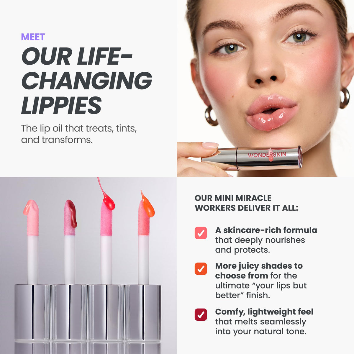 Wonderskin Lip Oil Rehab Serum - Tinted Lip Oil, Hydrating, Moisturizing, and Non-Sticky Deep Red Tint Serum for Dry Lips (Honey) - dailyvitalstore