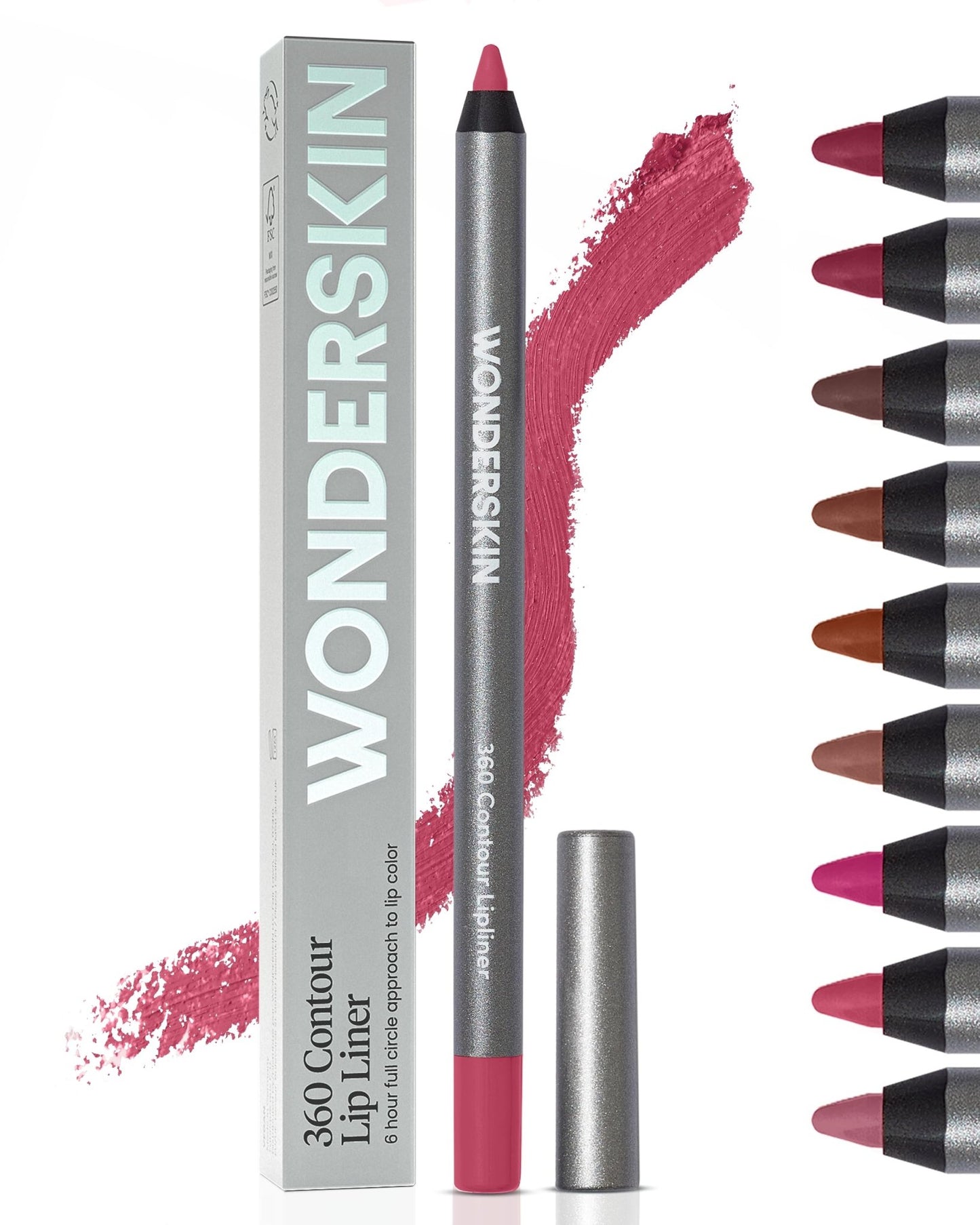 Wonderskin Lipliner Pencil - 360 Contour Lipliner, Long Lasting, Sharpenable, Waterproof and Transfer-Proof Nude Lip Liner Pencil (Rosewood) - dailyvitalstore
