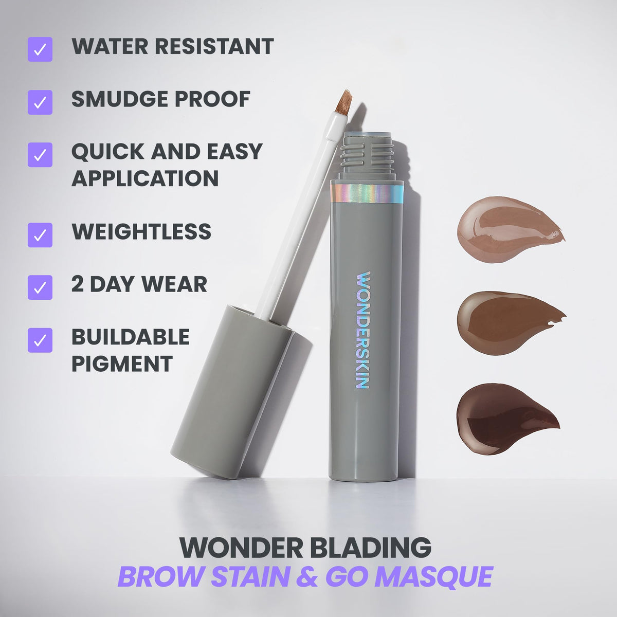 Wonderskin Wonder Blading Brow Stain & Go Masque - Long Lasting Eye Brow Tint, Transfer Proof and Smudge Proof Eyebrow Tint Stain (Dark Brunette) - dailyvitalstore