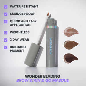 Wonderskin Wonder Blading Brow Stain & Go Masque - Long Lasting Eye Brow Tint, Transfer Proof and Smudge Proof Eyebrow Tint Stain (Dark Brunette) - dailyvitalstore