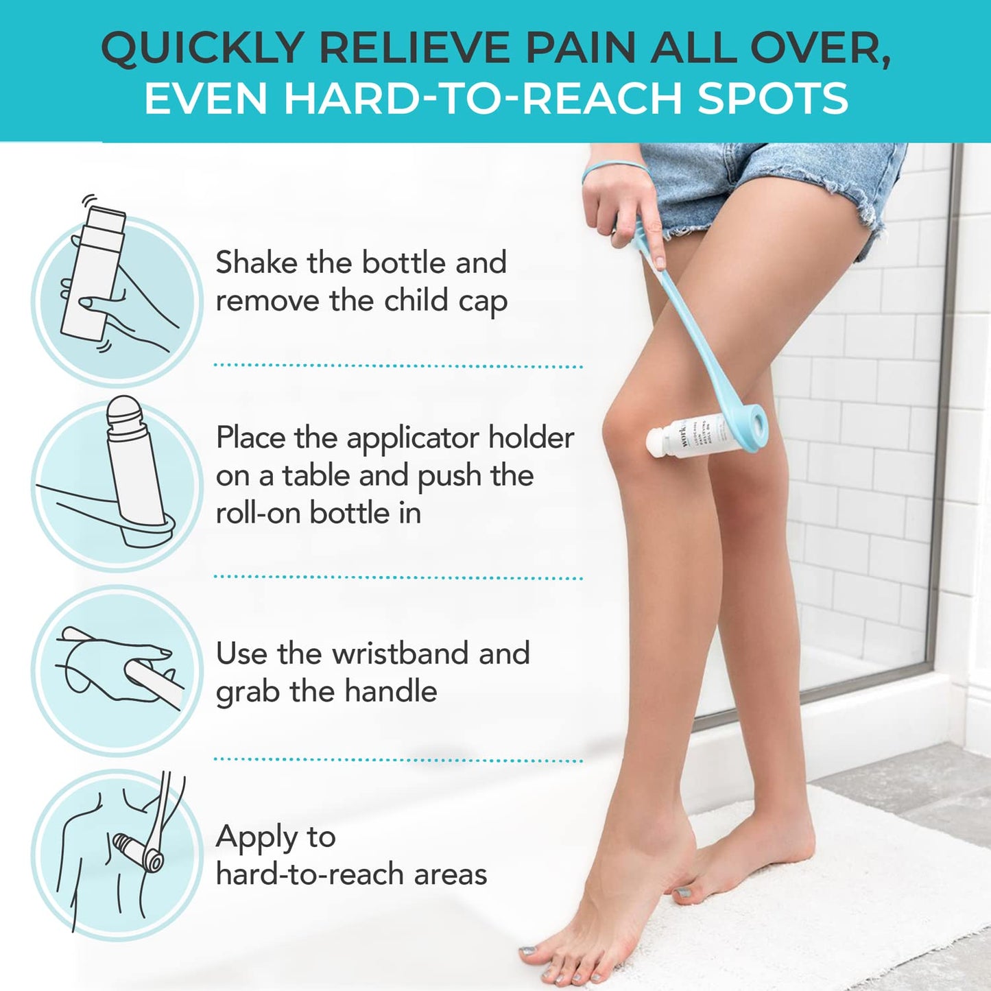 Workvie Lidocaine Pain Relief Roll On 2 Pack & Easy Reach Applicator Tool – Fast Acting Topical Lidocaine Maximum Strength with Arnica Montana & Aloe Vera for Muscles, Joints, Back, Neck & Feet - dailyvitalstore
