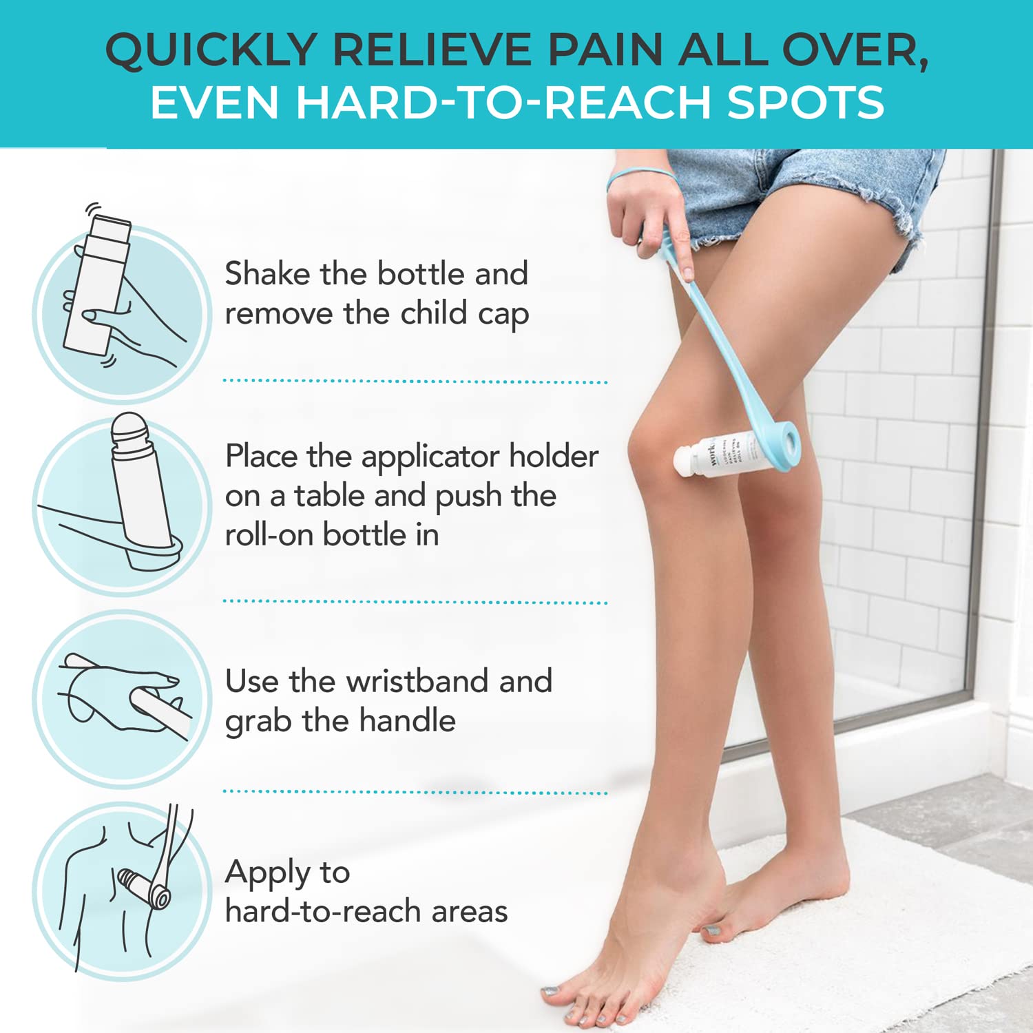 Workvie Lidocaine Pain Relief Roll On 2 Pack & Easy Reach Applicator Tool – Fast Acting Topical Lidocaine Maximum Strength with Arnica Montana & Aloe Vera for Muscles, Joints, Back, Neck & Feet - dailyvitalstore