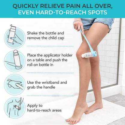 Workvie Lidocaine Pain Relief Roll On 2 Pack & Easy Reach Applicator Tool – Fast Acting Topical Lidocaine Maximum Strength with Arnica Montana & Aloe Vera for Muscles, Joints, Back, Neck & Feet - dailyvitalstore