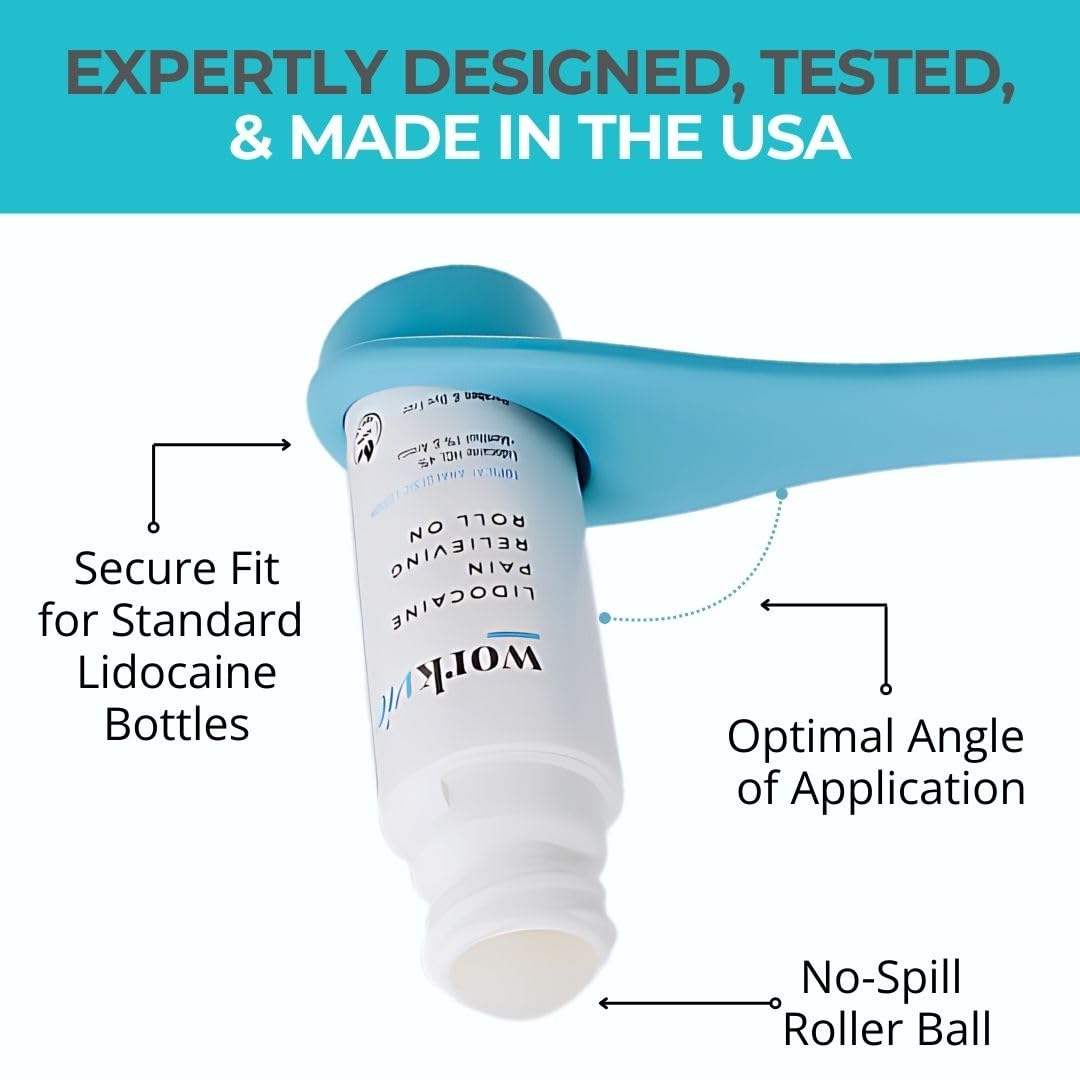 Workvie Lidocaine Pain Relief Roll On 2 Pack & Easy Reach Applicator Tool – Fast Acting Topical Lidocaine Maximum Strength with Arnica Montana & Aloe Vera for Muscles, Joints, Back, Neck & Feet - dailyvitalstore