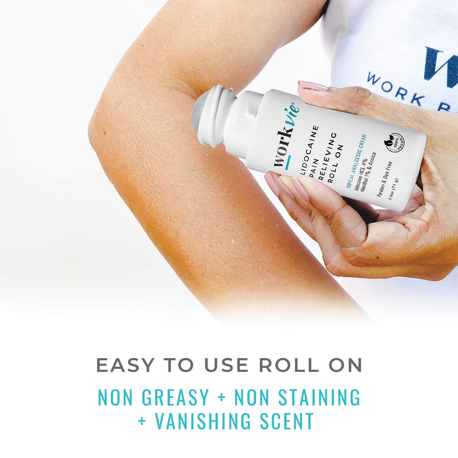 Workvie Lidocaine Roll On Pain Relief Cream 2pk Maximum Strength - Arnica, Menthol, Aloe Vera - Soothing Relief for Muscles and Joints - Sensitive Skin Friendly - dailyvitalstore