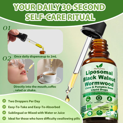 Wormwood Black Walnut Clove Cleanse Drops for Human, 15-in-1 Triple-Action Gut Detox & Digestive Wellness Organic Liquid Tincture w. Soursop PAU - dailyvitalstore
