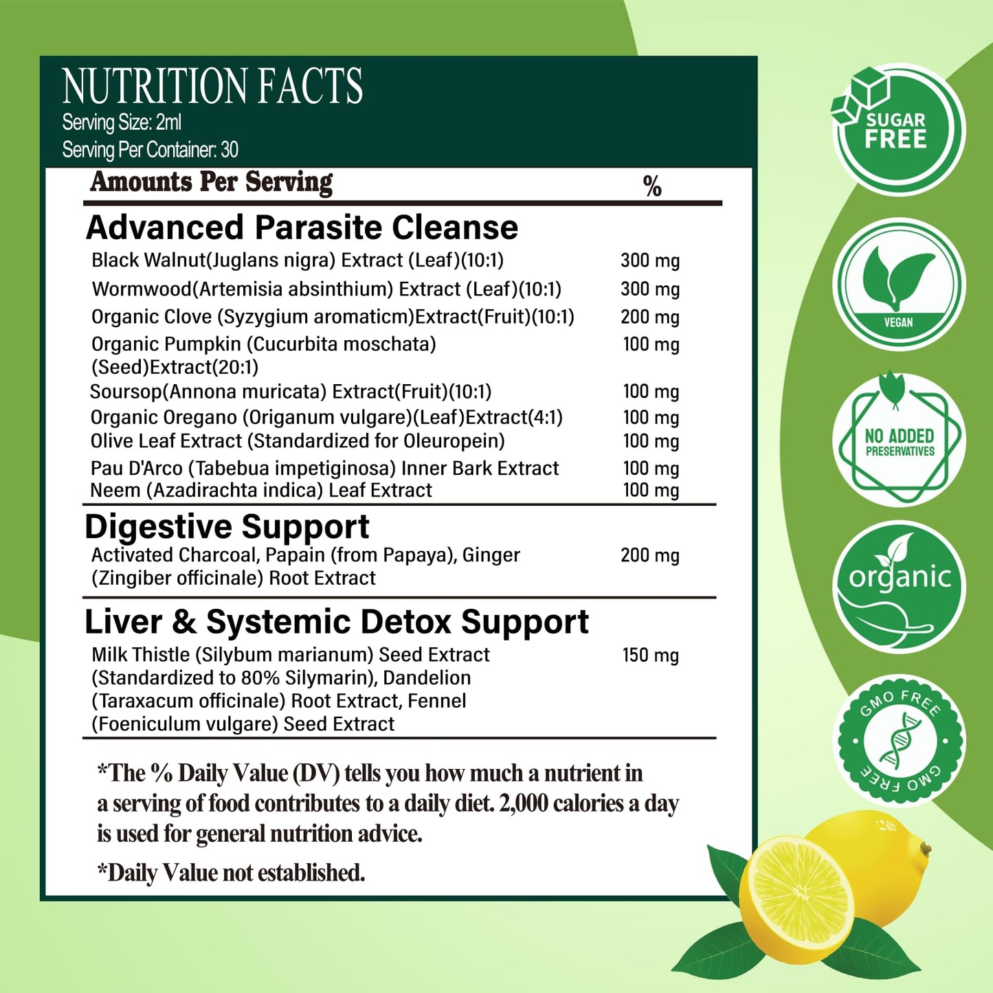 Wormwood Black Walnut Clove Cleanse Drops for Human, 15-in-1 Triple-Action Gut Detox & Digestive Wellness Organic Liquid Tincture w. Soursop PAU - dailyvitalstore