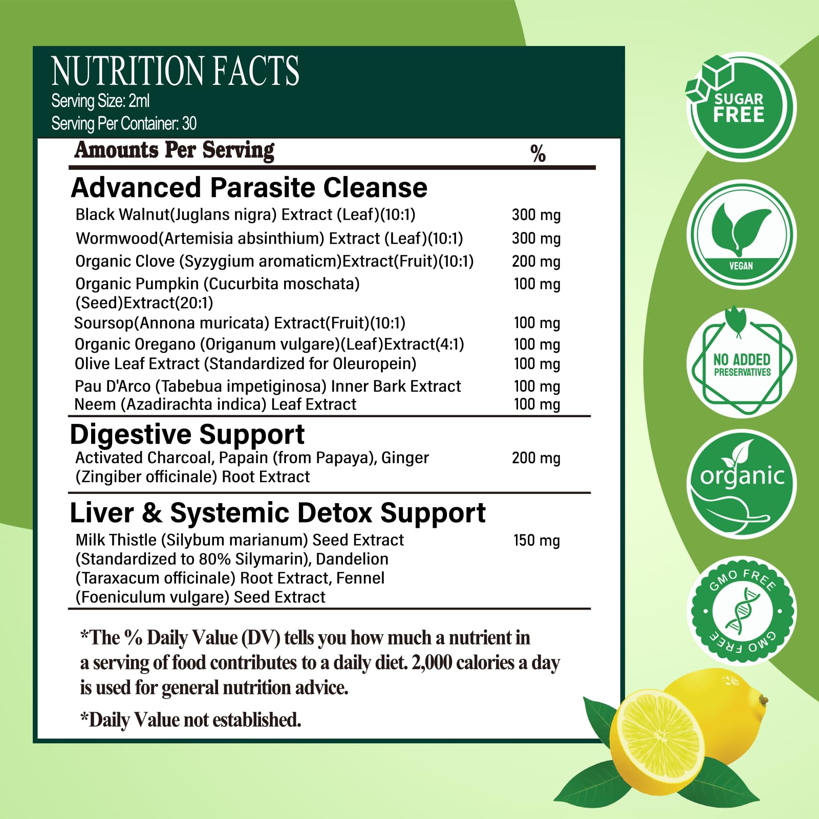 Wormwood Black Walnut Clove Cleanse Drops for Human, 15-in-1 Triple-Action Gut Detox & Digestive Wellness Organic Liquid Tincture w. Soursop PAU - dailyvitalstore