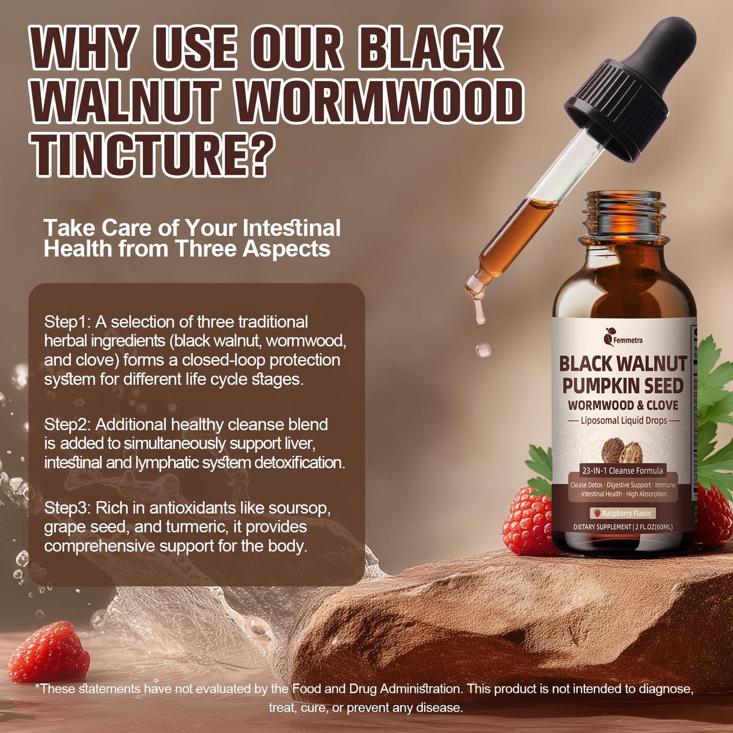 Wormwood Black Walnut Clove Cleanse for Humans Drops, 23-in-1 Gut Health Support Supplement with Pumpkin Seed, Oil of Oregano etc for Detox - dailyvitalstore