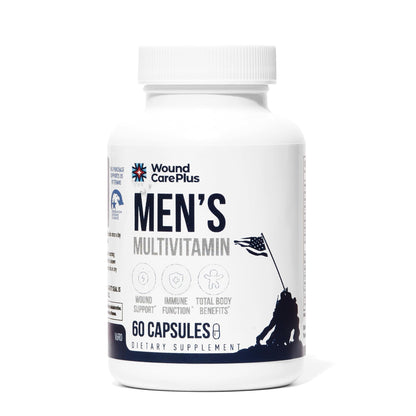 Wound Care Plus Men's Multivitamin – Comprehensive Vitamin & Mineral Blend with Vitamins A, B, C, D, E, Zinc – Supports Immune Health, Energy & Skin Wellness – 60 Capsules – Non-GMO, Gluten-Free - dailyvitalstore