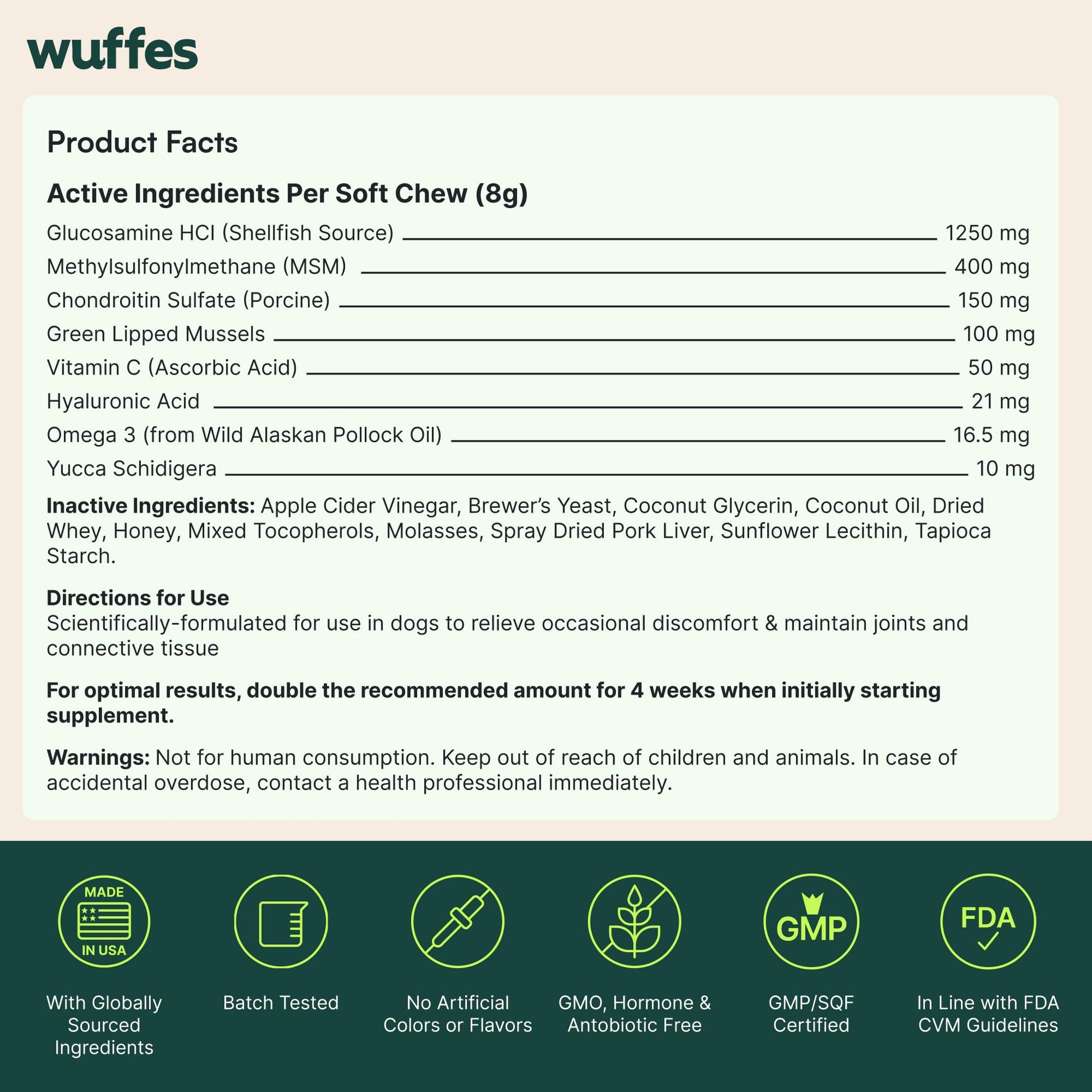 Wuffes Chewable Dog Hip & Joint Supplement - Glucosamine & Chondroitin Chews - Dog Joint Supplements & Vitamins - Extended Joint Care (Large Breed (Over 65 lbs), 60 Chews (Pack of 2)) - dailyvitalstore