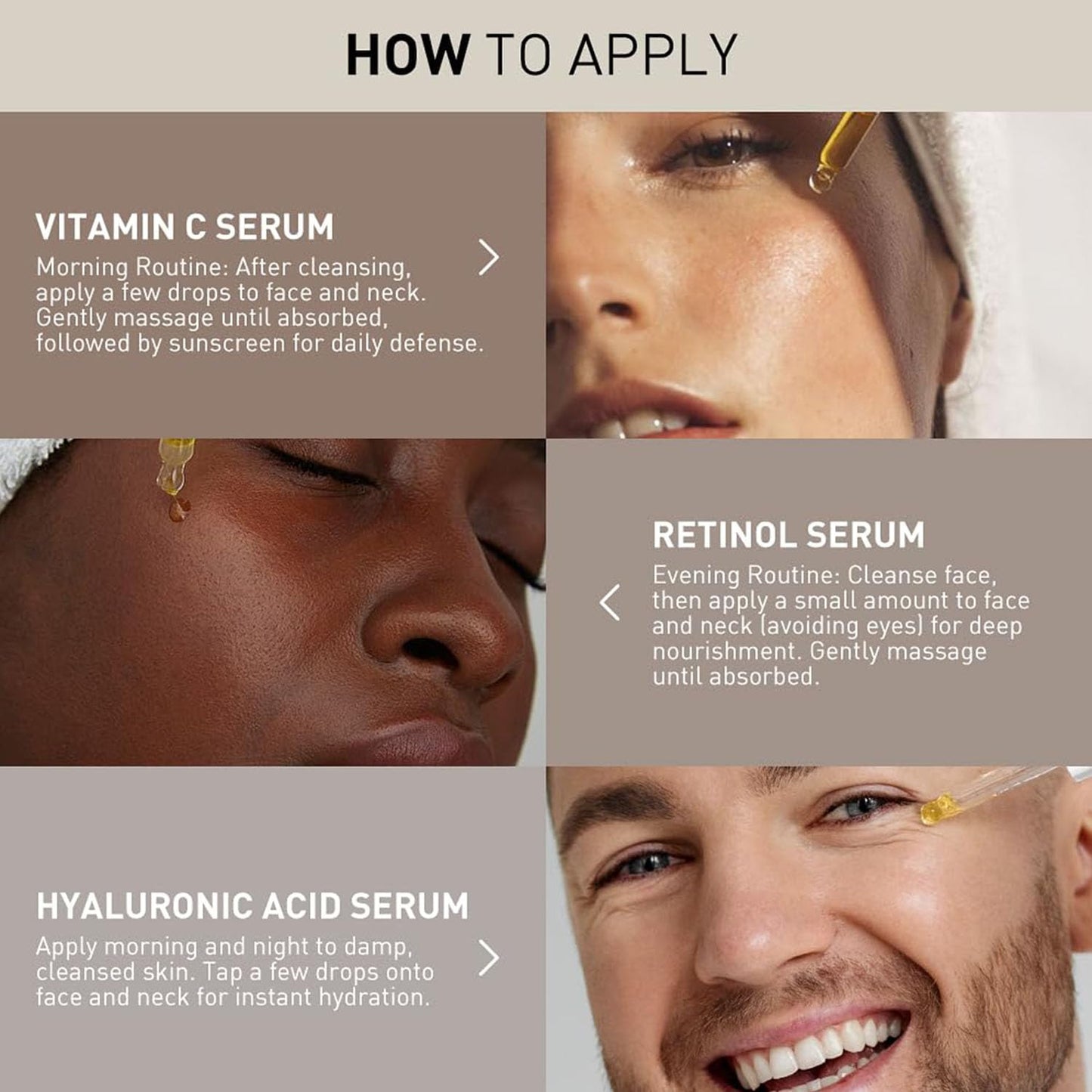 Wumal 3 Pack Face Serum Set - Includes Vitamin C, Retinol & Hyaluronic Acid - Firming, Brightening & Hydrating - dailyvitalstore