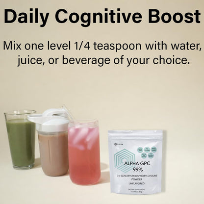 Xalya Alpha GPC Supplement, Alpha GPC Powder 99% Purity (Extra Strength) 500mg per Serving, Unflavored, Natural Choline Supplement - 3rd Party Tested -170 Servings, 3 Ounce - dailyvitalstore
