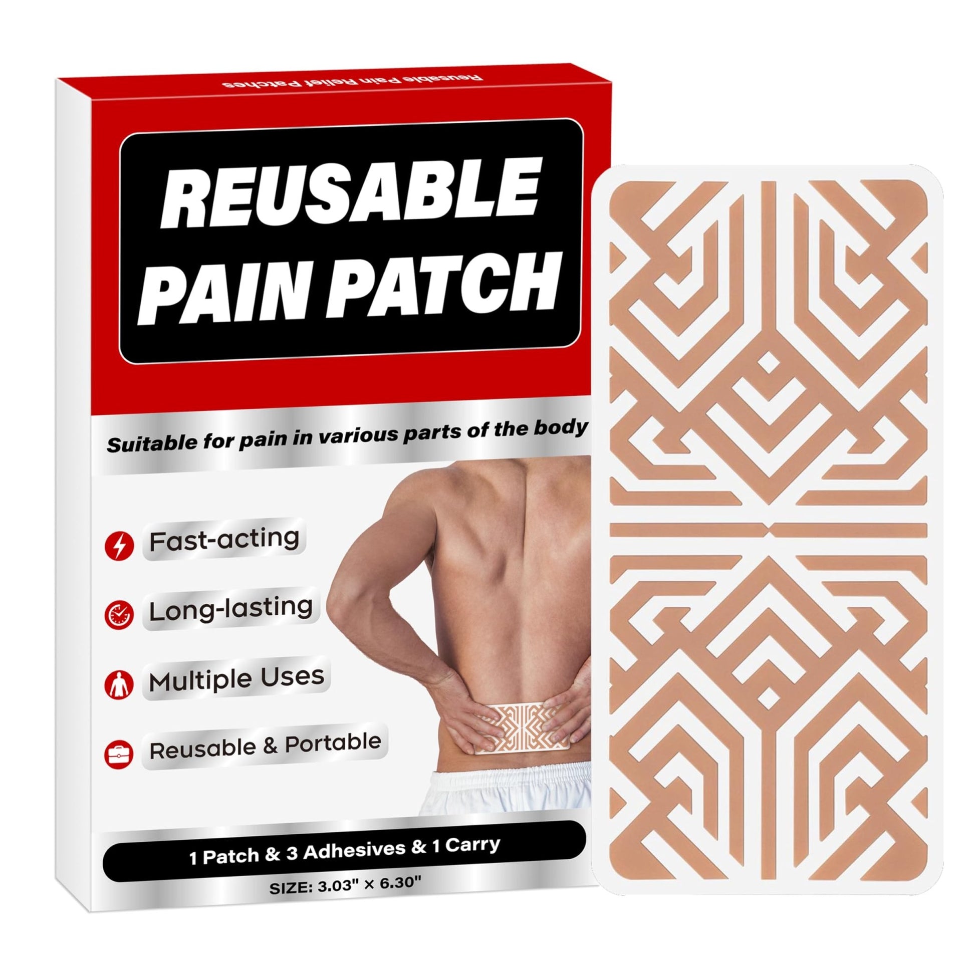 XAYIUIYAX Menthol Pain Patches, Cooling Pain Relief for Sore Muscle Relief - Includes 3 Adhesives, 1 Patch & 1 Carry Case - Relief Back, Shoulder & More - 3.03" × 6.30" - 0327 - dailyvitalstore