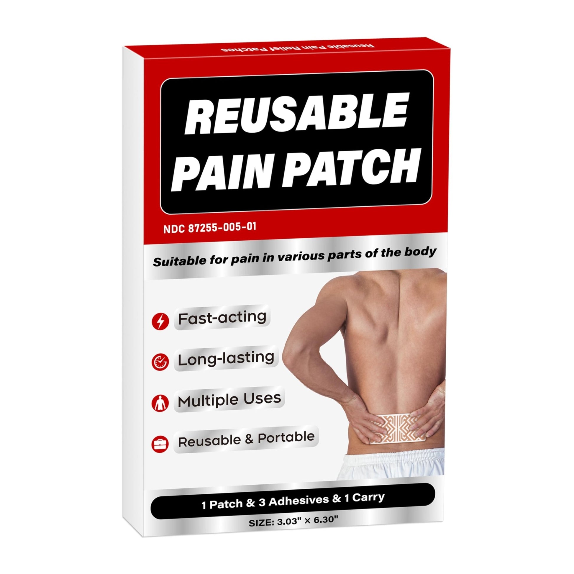 XAYIUIYAX Menthol Pain Patches, Cooling Pain Relief for Sore Muscle Relief - Includes 3 Adhesives, 1 Patch & 1 Carry Case - Relief Back, Shoulder & More - 3.03" × 6.30" - dailyvitalstore