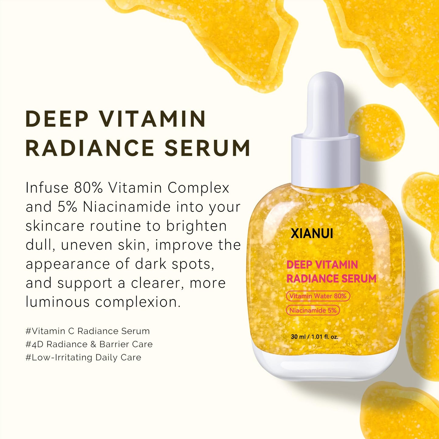 XIANUI Deep Vitamin Radiance Serum - 5% Niacinamide + TXA + Vitamin C - Brightening & Hydrating Face Serum with Ceramide & Triple Hyaluronic Acid - dailyvitalstore