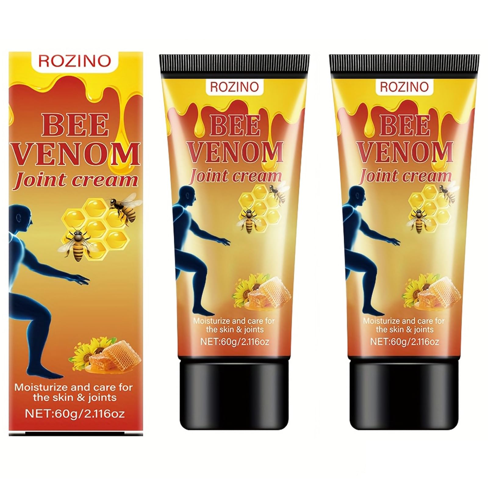 xiaoks 2PACK Bee Venom Joint Cream, 60g - Natural Bee Venom Infused Formula for Intensive Joint Support, Deep Skin Moisturization, Daily Care to Nourish Skin and Promote Joint Comfort (2) - dailyvitalstore