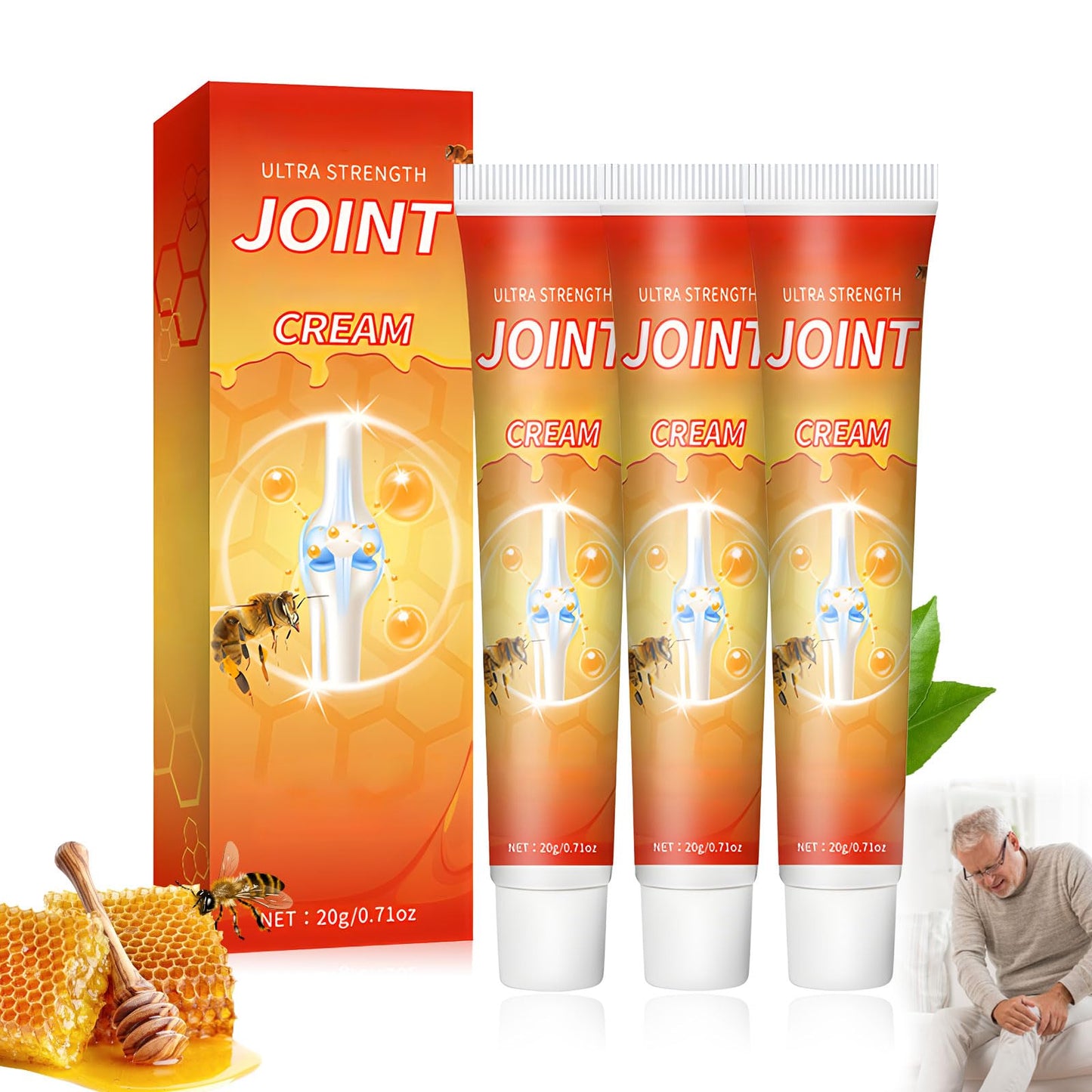 XiuFa 3PCS Joint Cream, Bee Venom Joint Repair Cream, for Back, Neck, Feet, Shoulder - dailyvitalstore