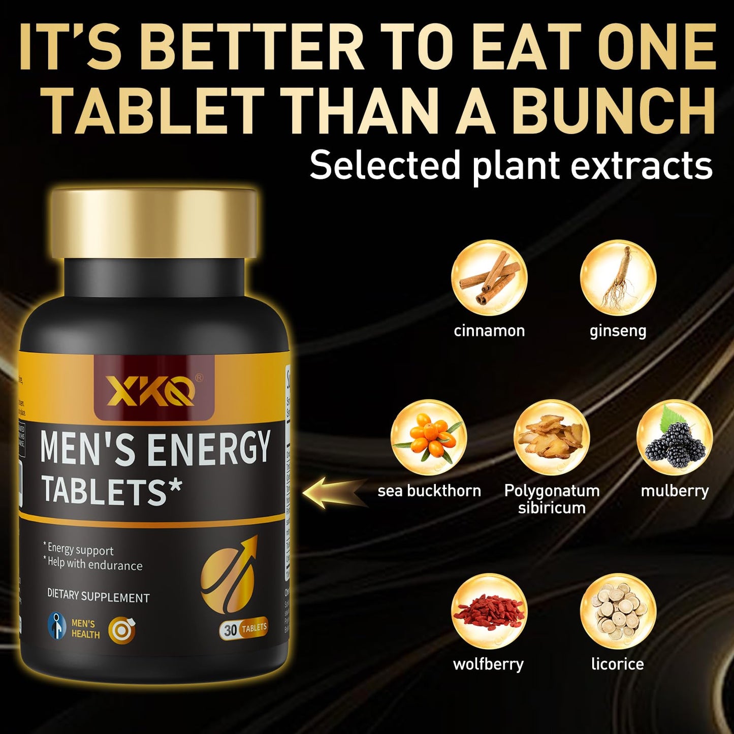 XKQ Men’s Vitality Support Supplement – Daily Energy & Performance Formula for Adult Men | Supports Circulation, Stamina & Confidence | Herbal & Amino Blend | 30 Tablets | 3rd Party Tested - dailyvitalstore