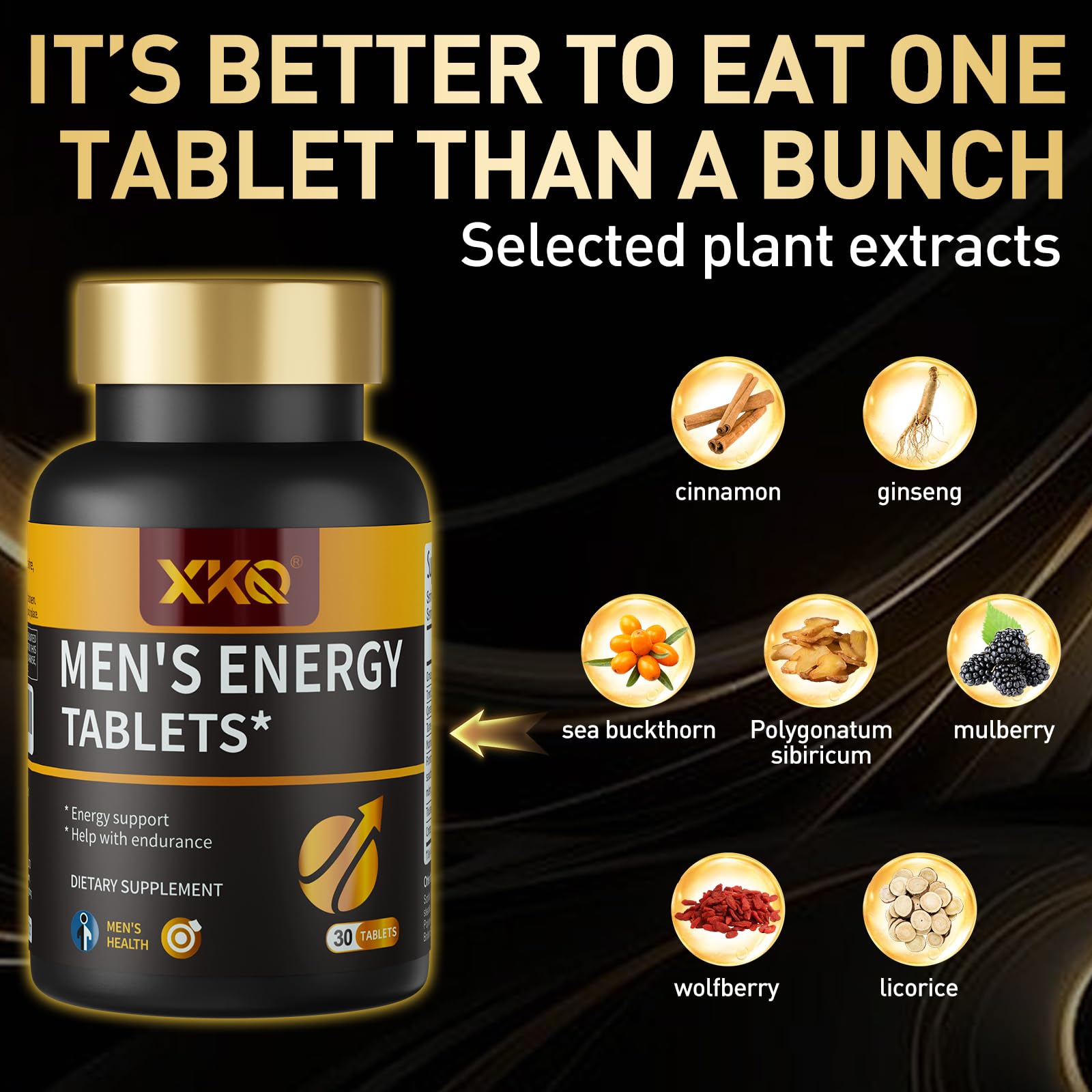 XKQ Men’s Vitality Support Supplement – Daily Energy & Performance Formula for Adult Men | Supports Circulation, Stamina & Confidence | Herbal & Amino Blend | 30 Tablets | 3rd Party Tested - dailyvitalstore