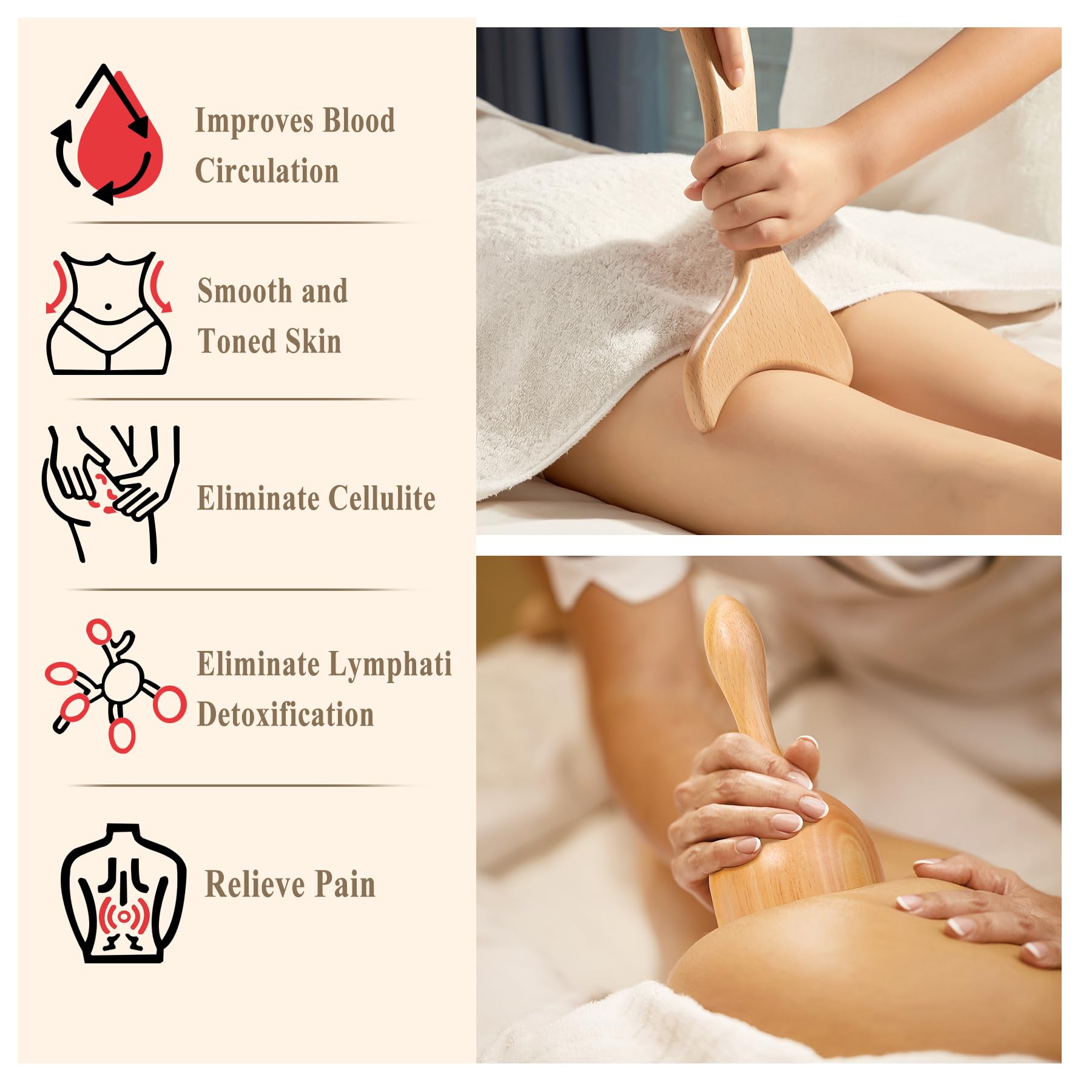 Xokocli 7-in-1 Wood Therapy Massage Tools Lymphatic Drainage Massager for Muscle Pain Relief | Maderoterapia Kit Body Sculpting Tools for Anti-Cellulite, Body Shaping - dailyvitalstore