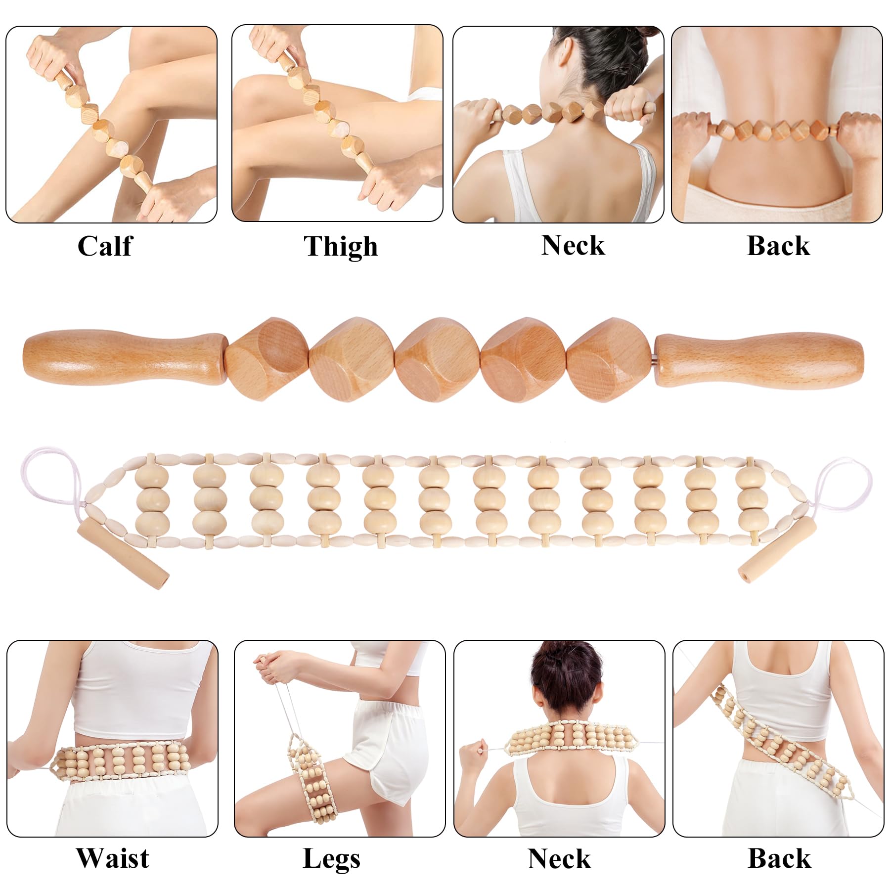 Xokocli 7-in-1 Wood Therapy Massage Tools Lymphatic Drainage Massager for Muscle Pain Relief | Maderoterapia Kit Body Sculpting Tools for Anti-Cellulite, Body Shaping - dailyvitalstore