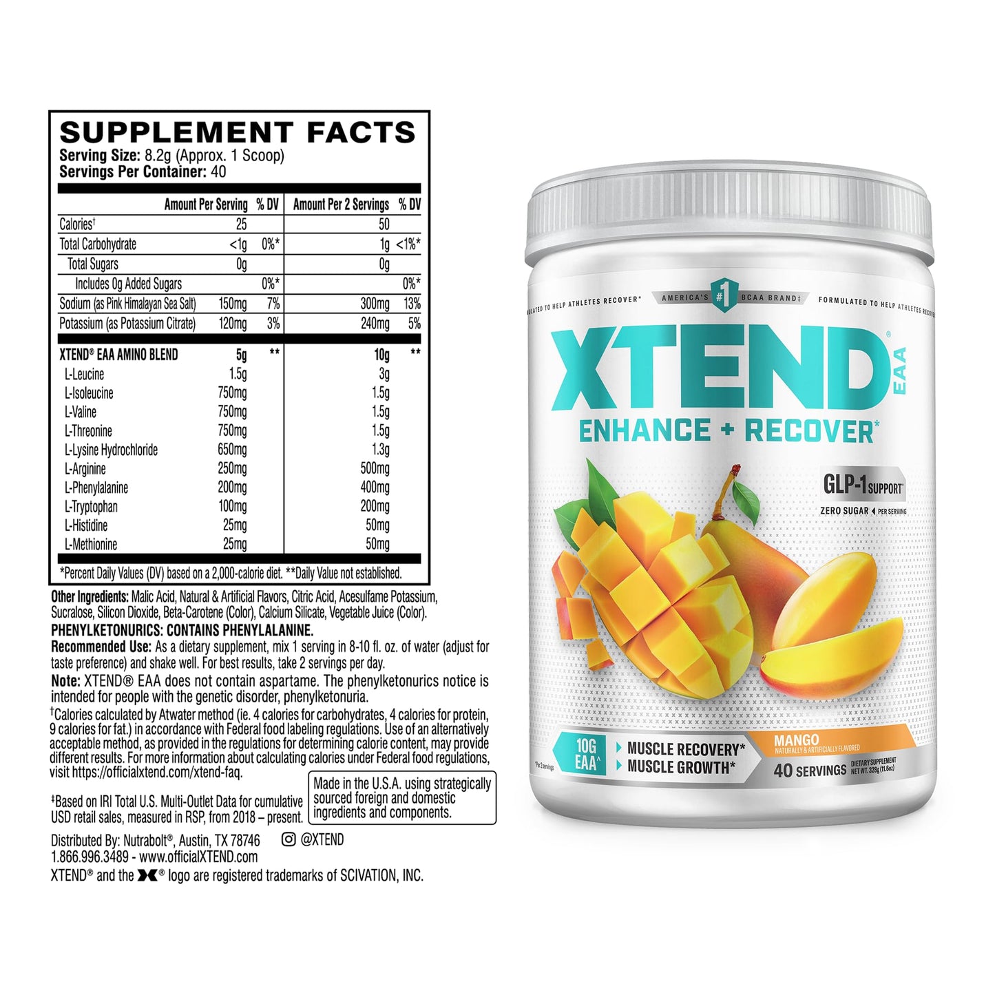 Xtend EAA + BCAA Powder for Muscle Recovery & Lean Muscle Growth, 9 Essential Amino Acids for Intra Workout or Post Workout Recovery - dailyvitalstore