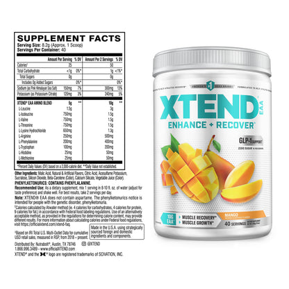 Xtend EAA + BCAA Powder for Muscle Recovery & Lean Muscle Growth, 9 Essential Amino Acids for Intra Workout or Post Workout Recovery - dailyvitalstore