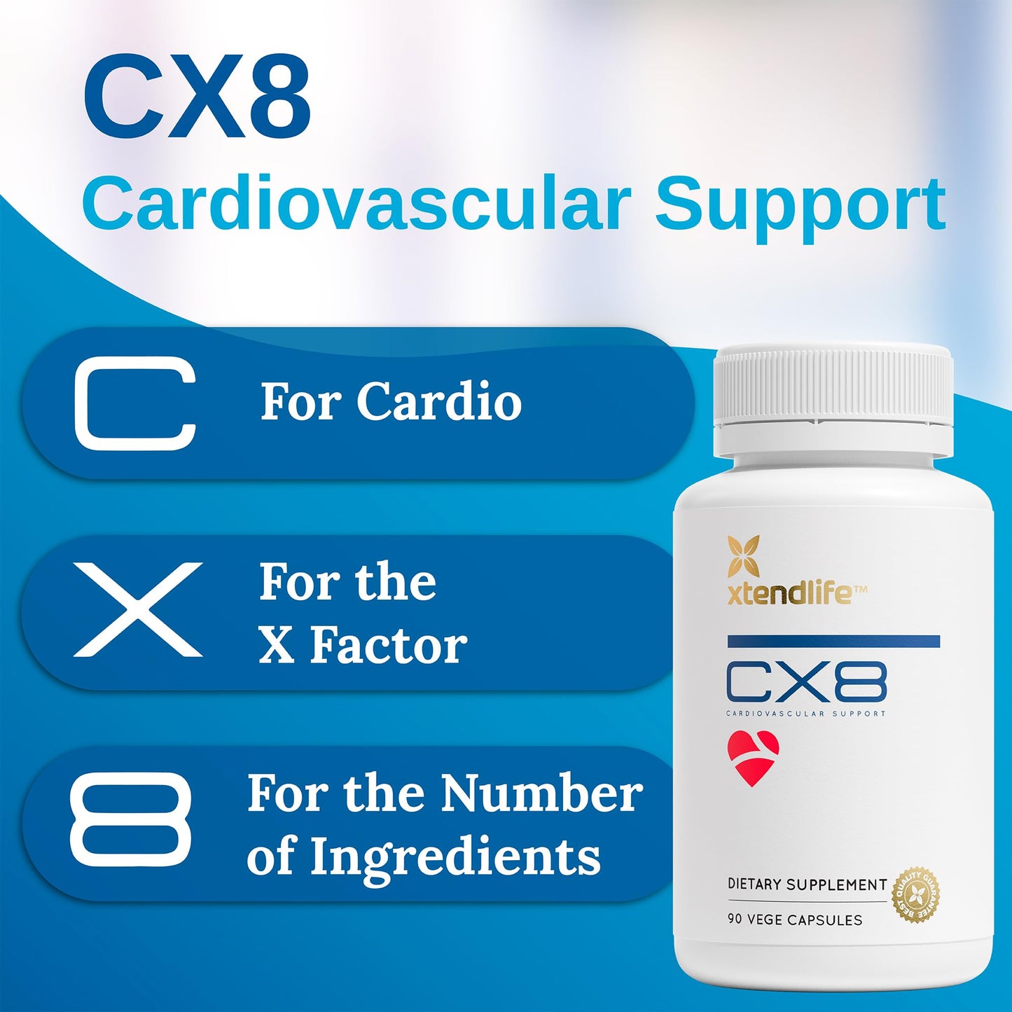 Xtendlife CX8 Heart Health Supplement for Cardiovascular Support, Circulation, and Arterial Health - with Vitamin K2 MK7, D3, Tocotrienols, and Sea Buckthorn-30 Day Supply - dailyvitalstore