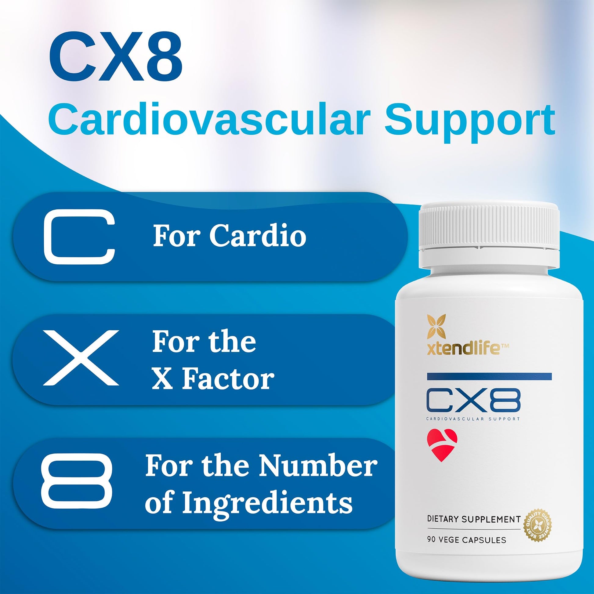 Xtendlife CX8 Heart Health Supplement for Cardiovascular Support, Circulation, and Arterial Health - with Vitamin K2 MK7, D3, Tocotrienols, and Sea Buckthorn-30 Day Supply - dailyvitalstore