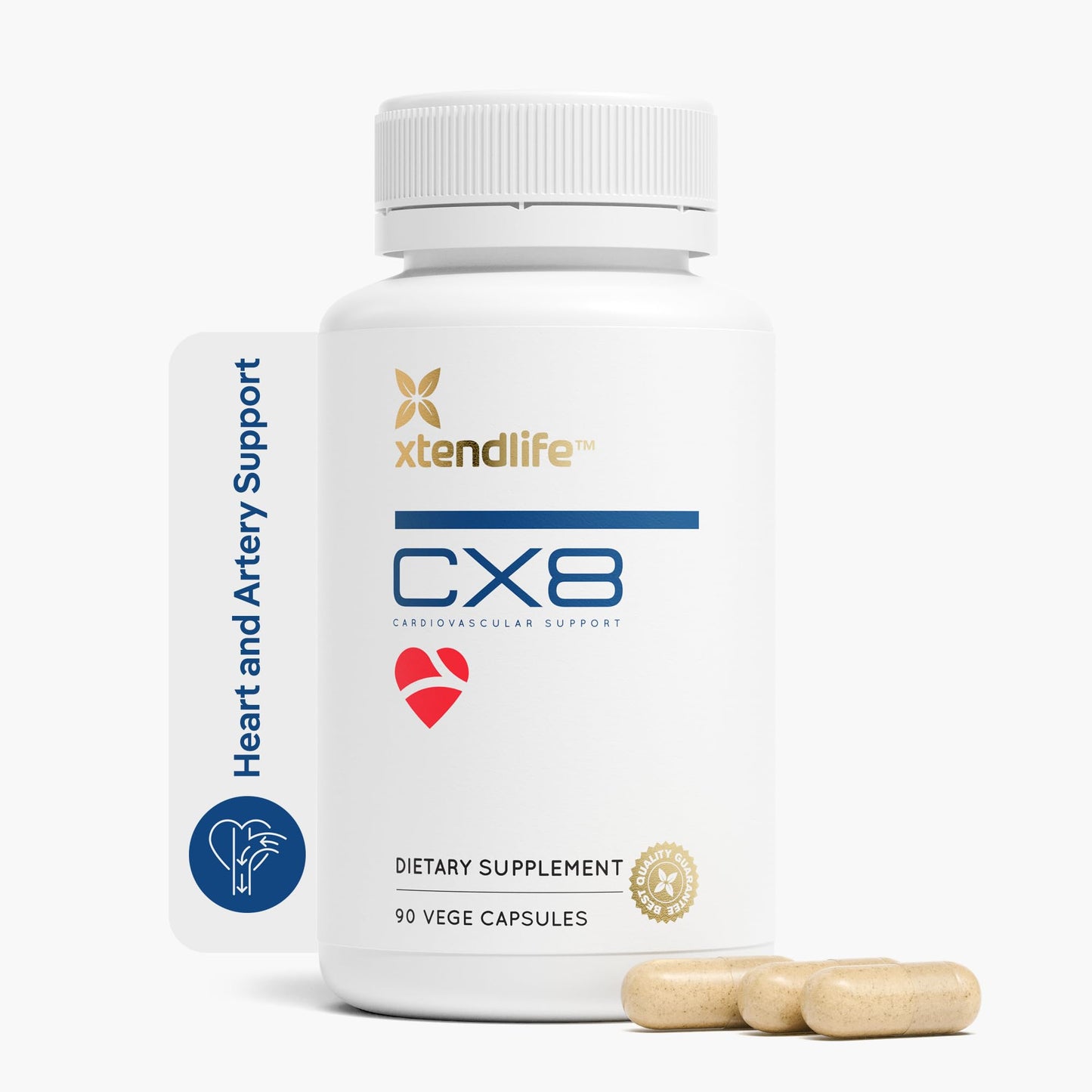 Xtendlife CX8 Heart Health Supplement for Cardiovascular Support, Circulation, and Arterial Health - with Vitamin K2 MK7, D3, Tocotrienols, and Sea Buckthorn-30 Day Supply - dailyvitalstore