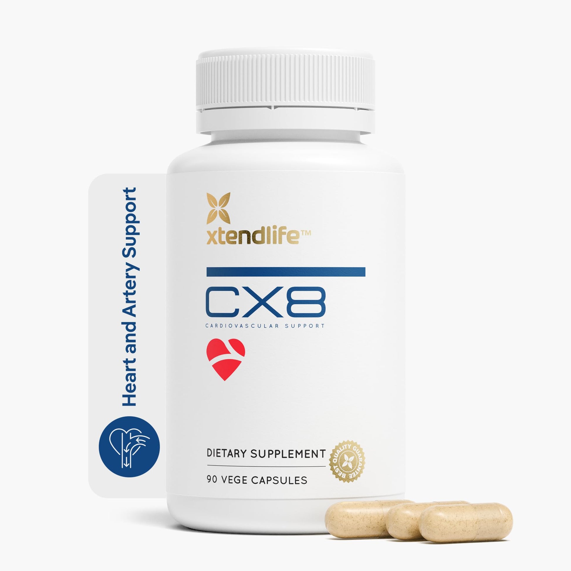 Xtendlife CX8 Heart Health Supplement for Cardiovascular Support, Circulation, and Arterial Health - with Vitamin K2 MK7, D3, Tocotrienols, and Sea Buckthorn-30 Day Supply - dailyvitalstore