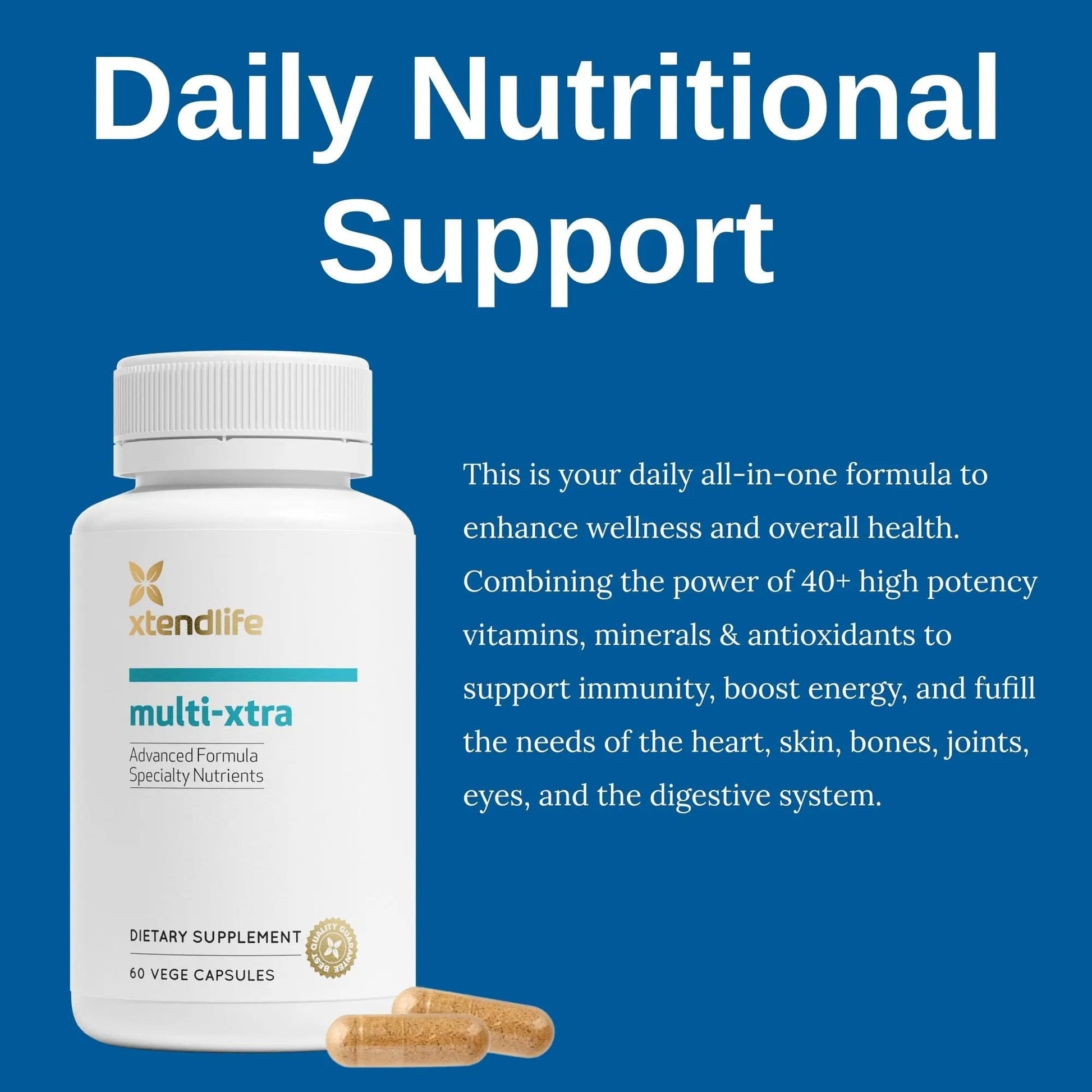 Xtendlife Multi-Xtra Multivitamin for Immune, Heart & Energy Support - 40+ Bioavailable Vitamins, Minerals, Antioxidants & Herbs - dailyvitalstore