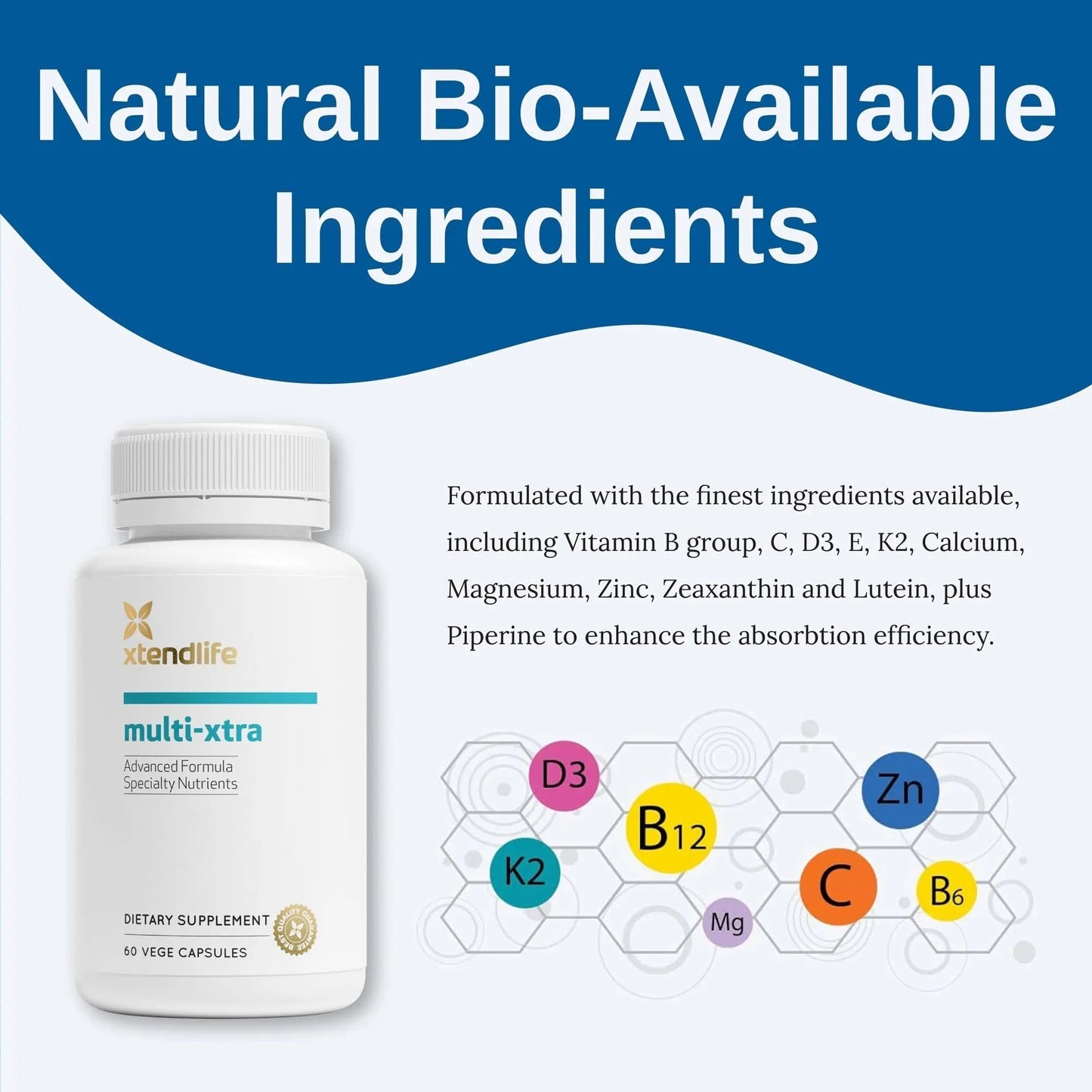 Xtendlife Multi-Xtra Multivitamin for Immune, Heart & Energy Support - 40+ Bioavailable Vitamins, Minerals, Antioxidants & Herbs - dailyvitalstore