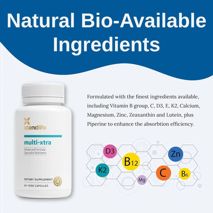 Xtendlife Multi-Xtra Multivitamin for Immune, Heart & Energy Support - 40+ Bioavailable Vitamins, Minerals, Antioxidants & Herbs - dailyvitalstore