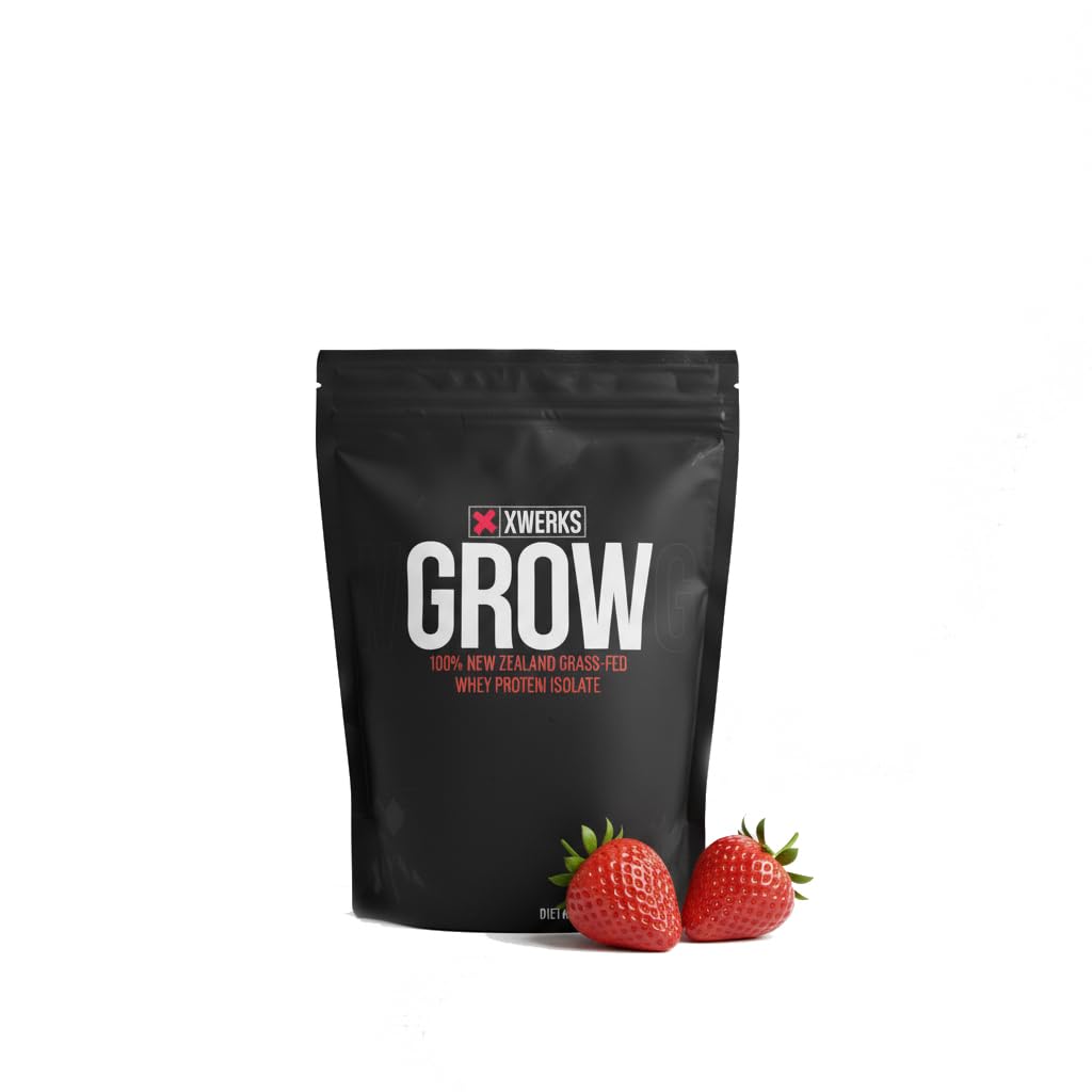 Xwerks Grow Whey Protein Powder, 25g Pure Isolate Protein from New Zealand Grass Fed Cows, Builds Strength and Speeds Recovery, Paleo and Keto Friendly, - dailyvitalstore